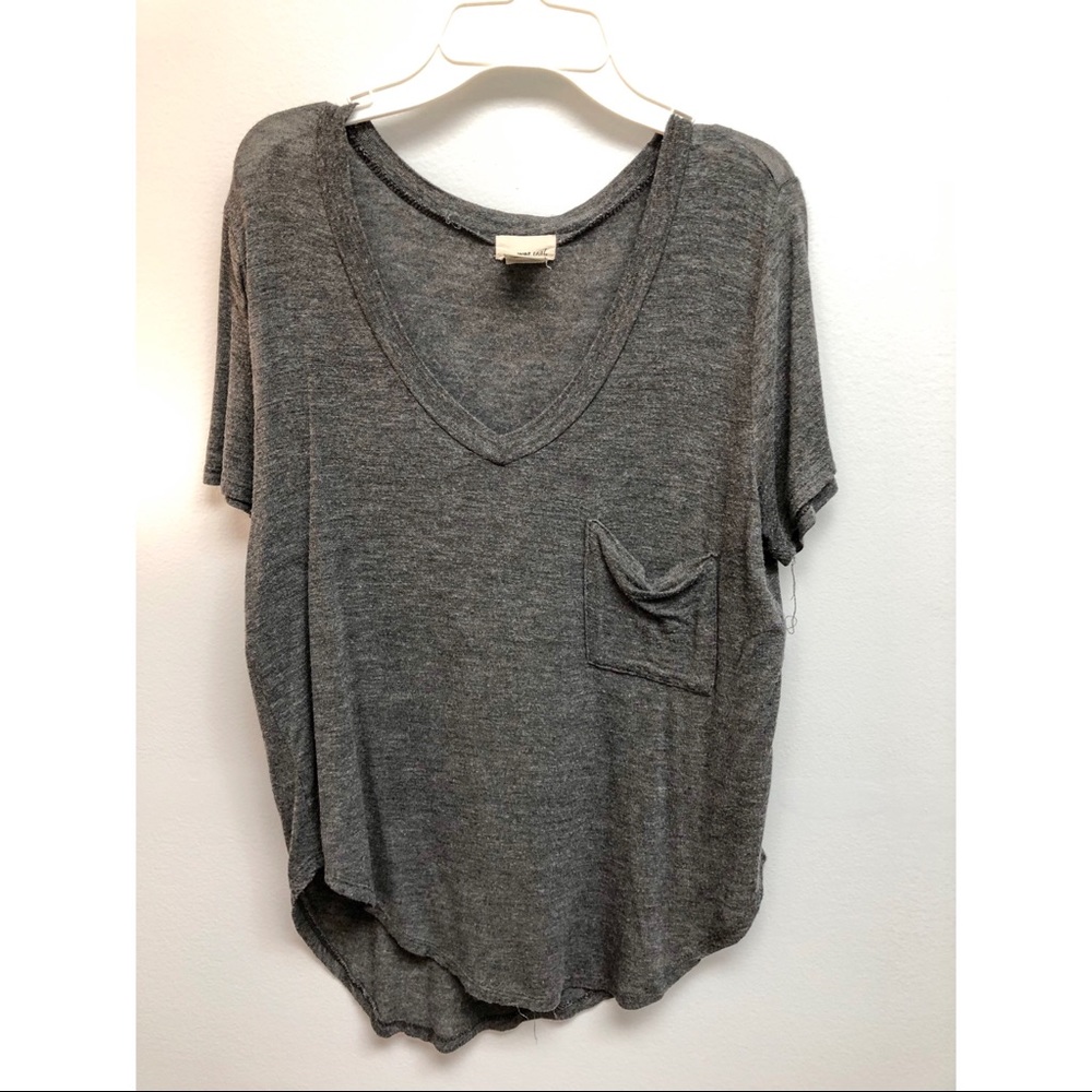 Gray V-neck tee